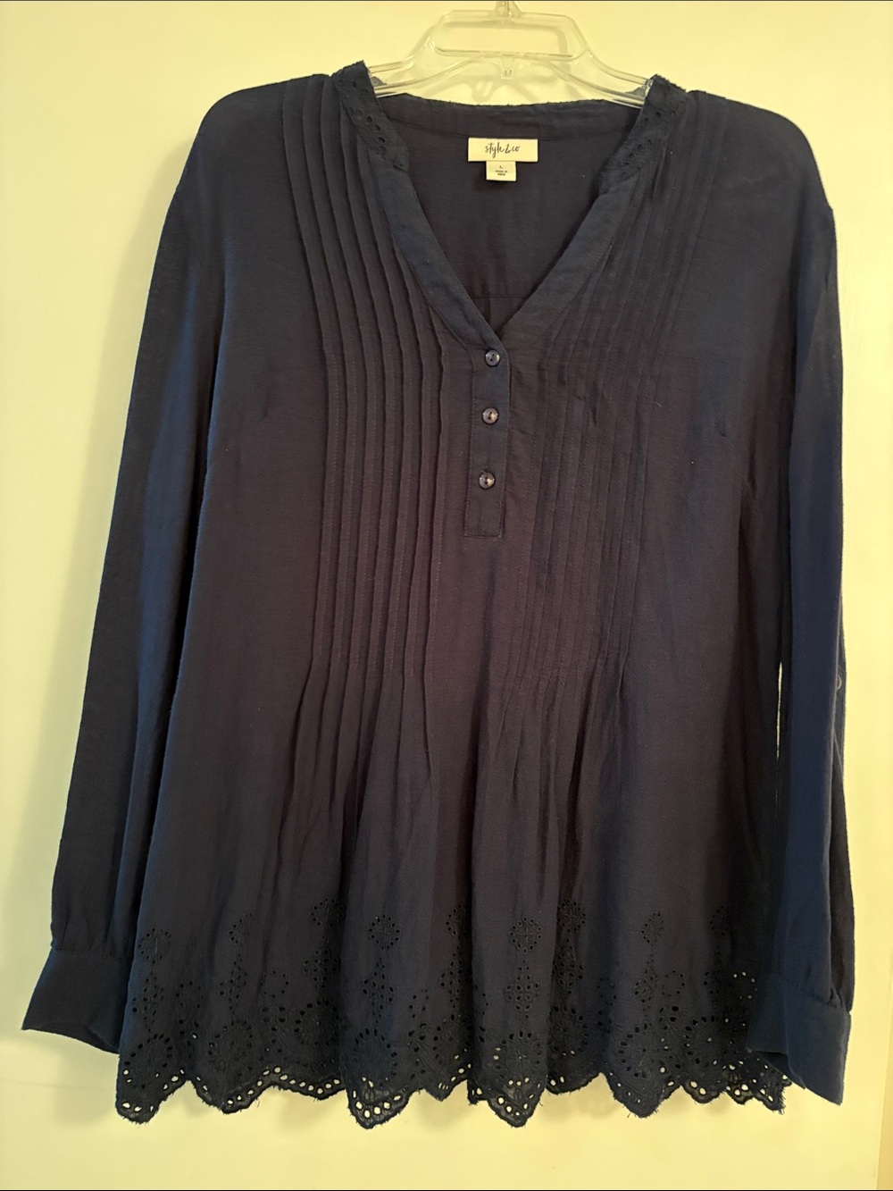🔹 Pintuck Tunic with Eyelet Hem